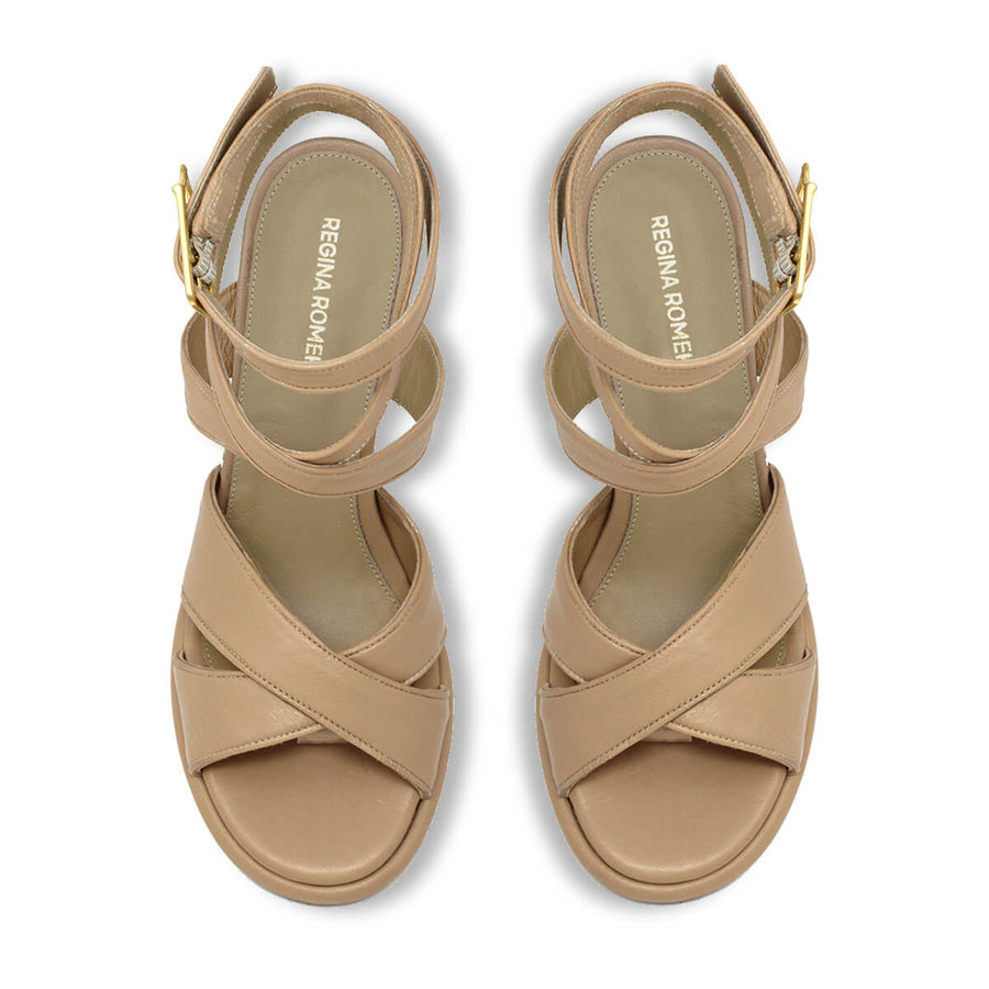 GIANNINA 85 - Beige Regina Romero Zapato Zapatilla Tacon Alto Para Dama en Piel