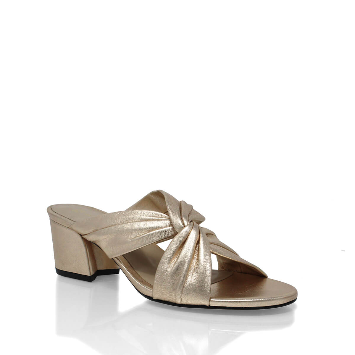 LINDA 55 - Champagne Regina Romero Zapato Sandalia Zapatilla Tacon Bajo Para Dama en Piel
