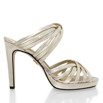 MINERVA 105 - Champagne Regina Romero Zapato Zapatilla Tacon Alto Para Dama en Piel