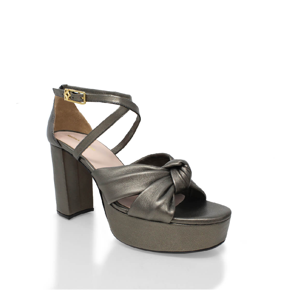Sandalias de plataforma MARBELLA 95 Regina Romero en piel color inox, tacón alto