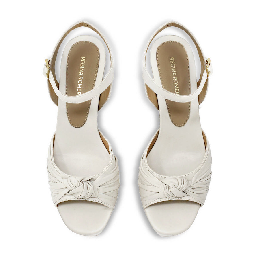 ALEKSANDRA 95 - Blanco Regina Romero Zapato Sandalia Plataforma Tacon Alto Para Dama en Piel