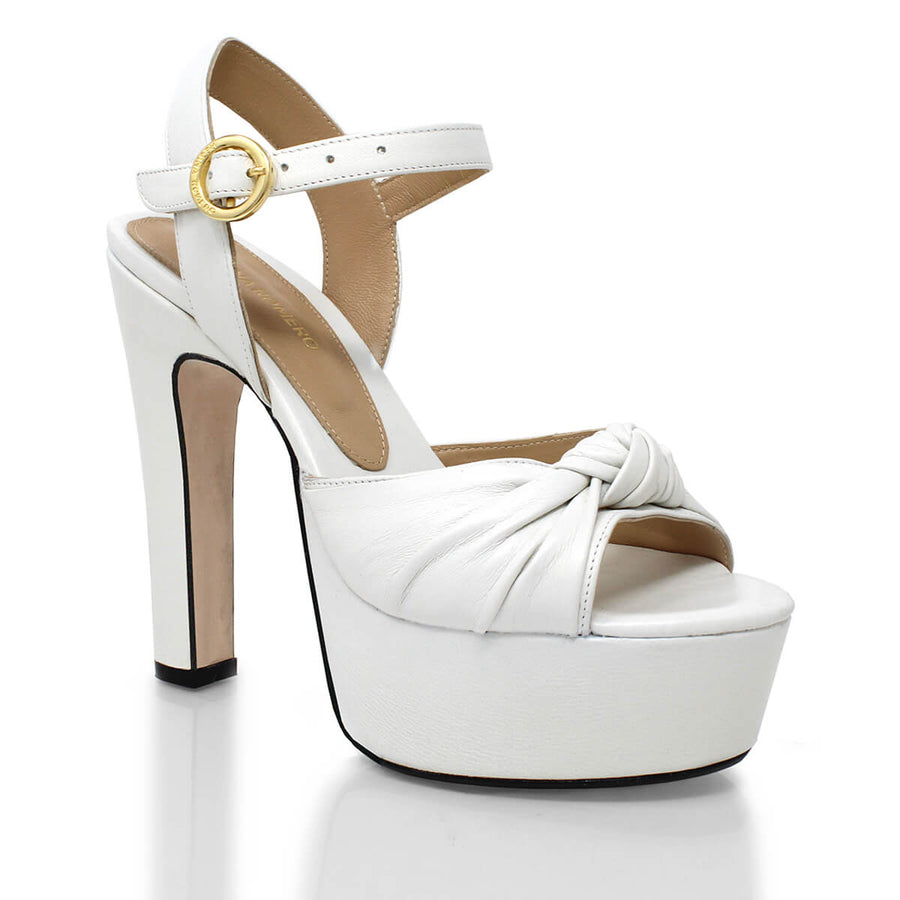 ALEXA 135 - Blanco Regina Romero Zapato Sandalia Plataforma Tacon Alto Para Dama en Piel