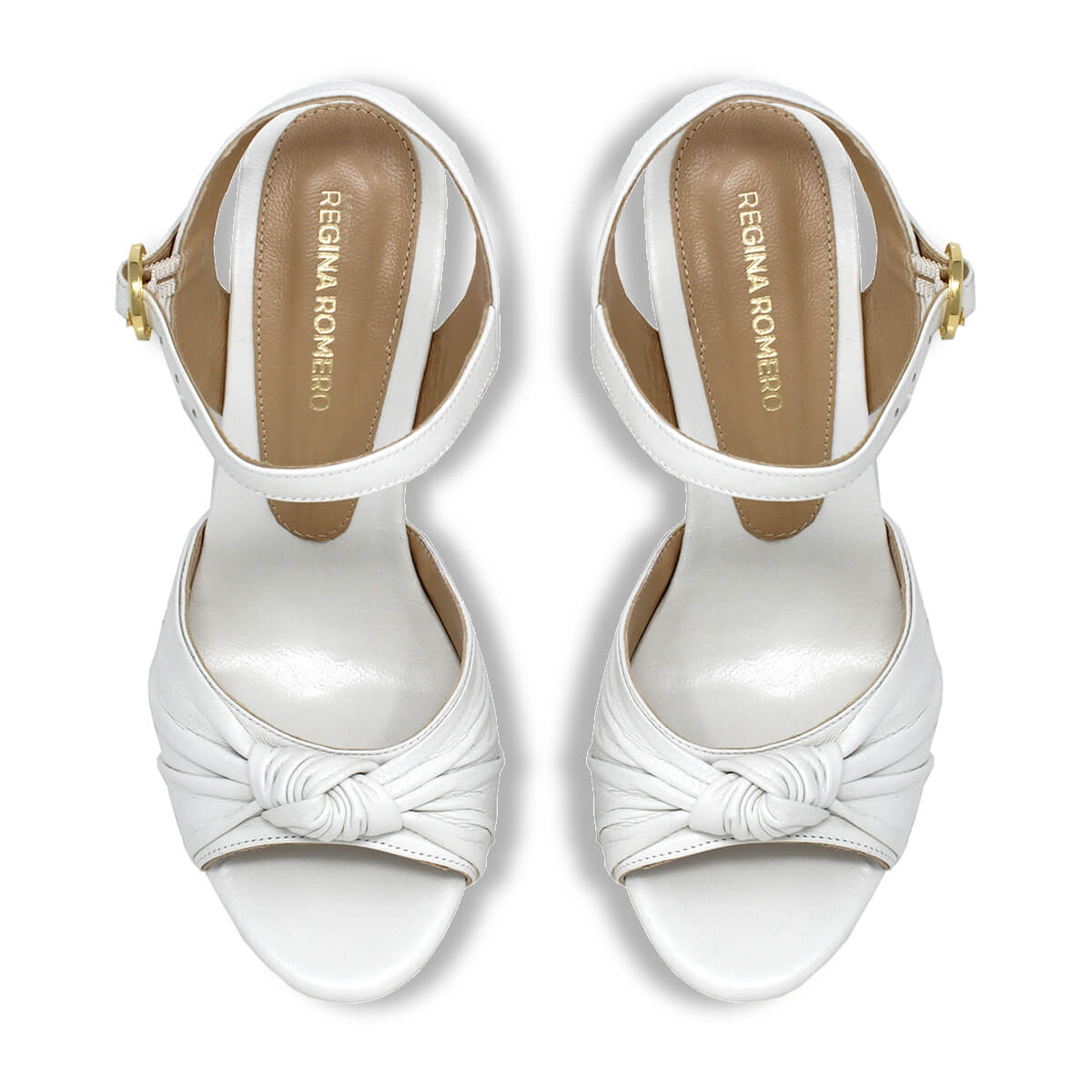 ALEXA 135 - Blanco Regina Romero Zapato Sandalia Plataforma Tacon Alto Para Dama en Piel