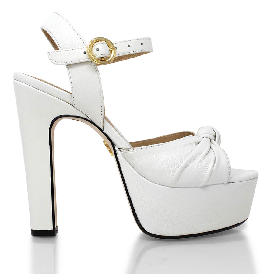 ALEXA 135 - Blanco Regina Romero Zapato Sandalia Plataforma Tacon Alto Para Dama en Piel