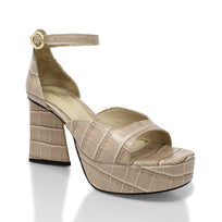 BONNIE 95 - Beige Regina Romero Zapato Sandalia Plataforma Tacon Alto Para Dama en Piel
