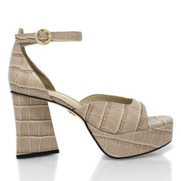 BONNIE 95 - Beige Regina Romero Zapato Sandalia Plataforma Tacon Alto Para Dama en Piel