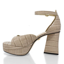 BONNIE 95 - Beige Regina Romero Zapato Sandalia Plataforma Tacon Alto Para Dama en Piel