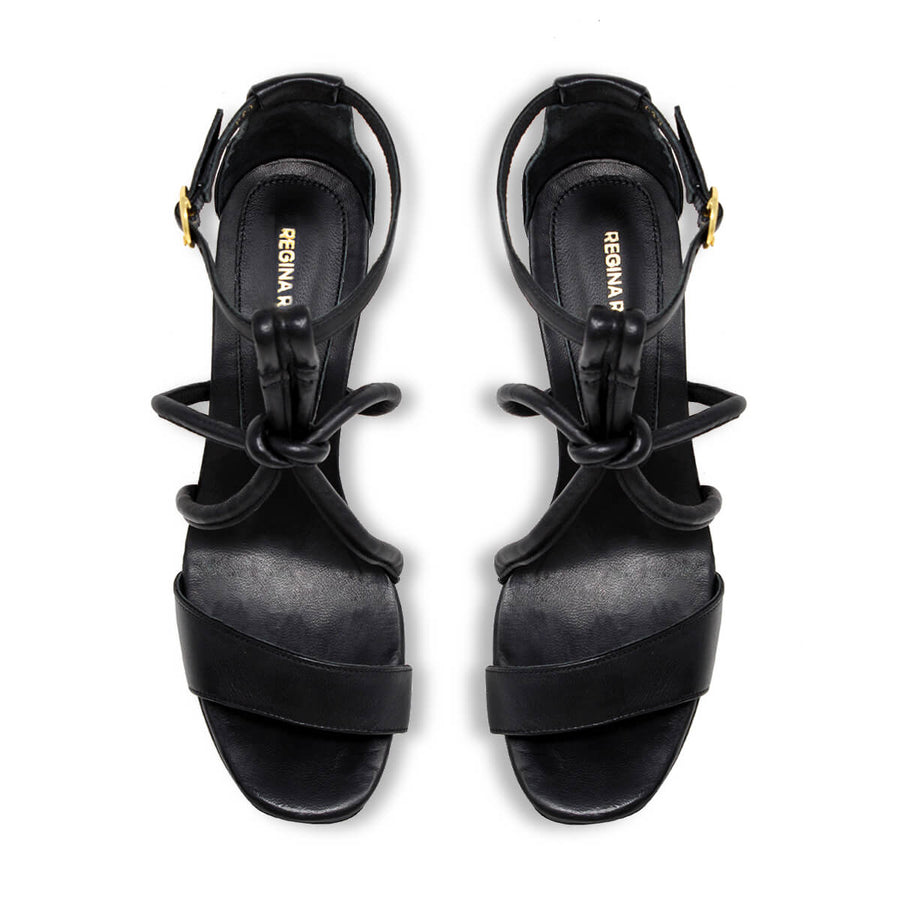 CALIPSO 95 - Negro Regina Romero Zapato Sandalia Plataforma Tacon Alto Para Dama en Piel