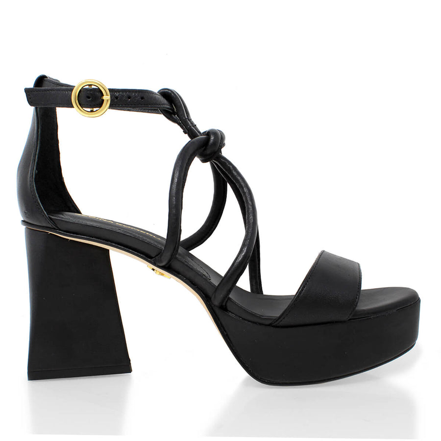 CALIPSO 95 - Negro Regina Romero Zapato Sandalia Plataforma Tacon Alto Para Dama en Piel