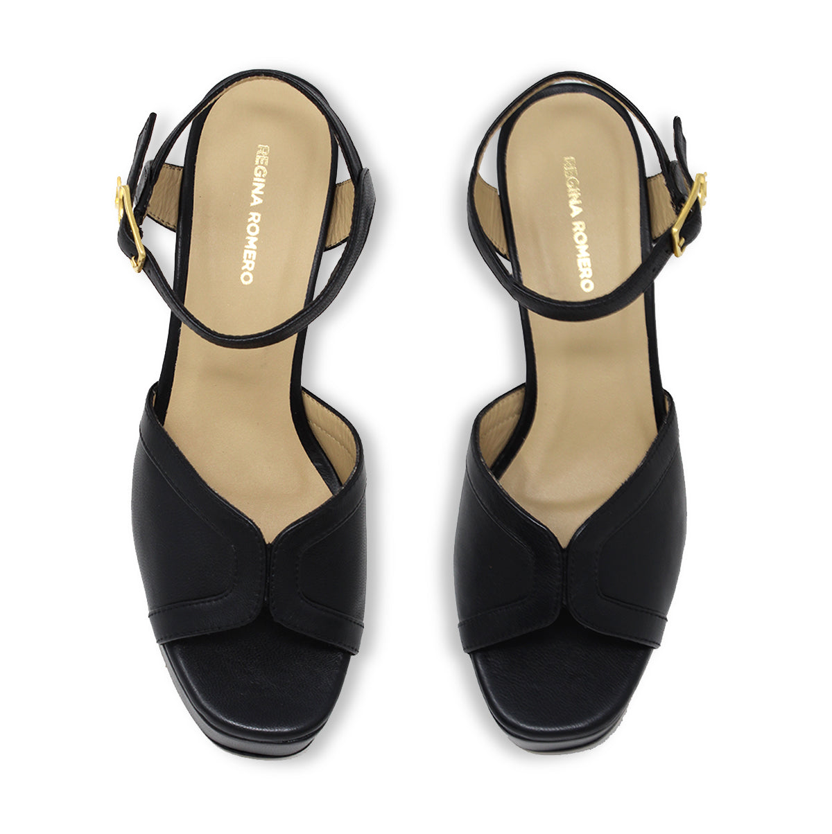 ELARA 95 - Negro Regina Romero Zapato Zapatilla Tacon Alto Para Dama en Piel