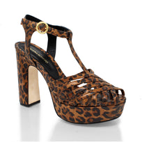 HELENA 120 - Miel Print Regina Romero Zapato Sandalia Plataforma Tacon Alto Para Dama en Piel