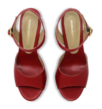 SABRINA 135 - Rojo Regina Romero Zapato Sandalia Plataforma Tacon Alto Para Dama en Piel
