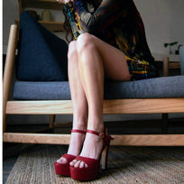 SABRINA 135 - Rojo Regina Romero Zapato Sandalia Plataforma Tacon Alto Para Dama en Piel