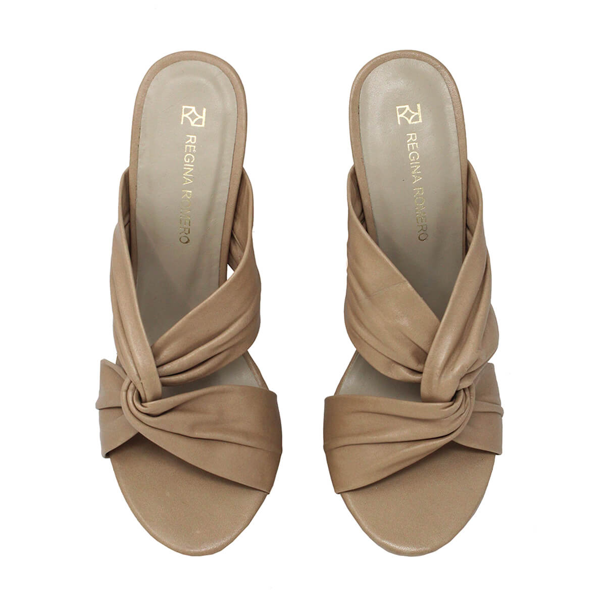 THALIA 125 - Beige Regina Romero Zapato Sandalia Plataforma Tacon Alto Para Dama en Piel