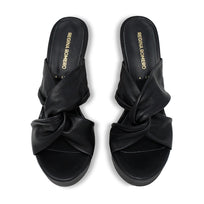 THALIA 125 - Black Regina Romero High Heel Platform Sandal Shoe for Women in Leather