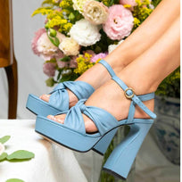 THALIA CON PULSERA 125 - Azul Cielo Regina Romero Zapato Sandalia Plataforma Tacon Alto Para Dama en Piel
