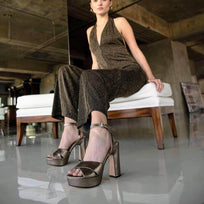 VENUS 120 - Seda Regina Romero High Heel Platform Sandal Shoe for Women in Leather