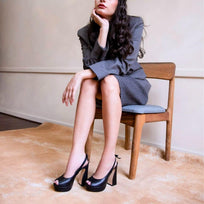 VICENZA 125 - Negro Regina Romero Zapato Sandalia Plataforma Tacon Alto Para Dama en Piel