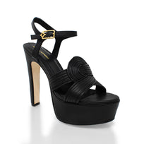 Sandalias Zenya 135 Regina Romero en piel color negro, tacon muy alto