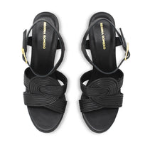 Sandalias Zenya 135 Regina Romero en piel color negro, tacon muy alto
