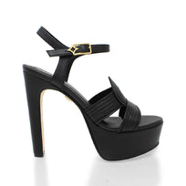 Sandalias Zenya 135 Regina Romero en piel color negro, tacon muy alto