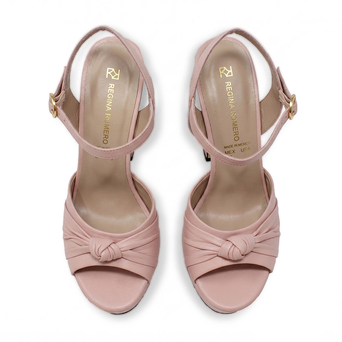 ALEXA 135 - Antique Pink Regina Romero High Heel Platform Sandal Shoe for Women in Leather