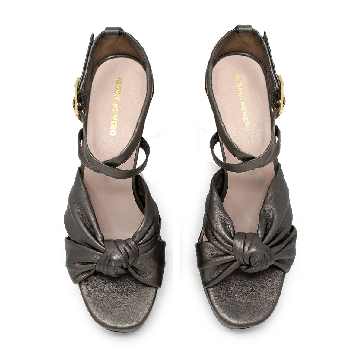 Sandalias de plataforma MARBELLA 95 Regina Romero en piel color inox, tacón alto