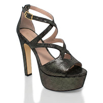 SELENA 135 - Negro Inox Regina Romero Zapato Sandalia Plataforma Tacon Alto Para Dama en Piel