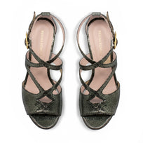 SELENA 135 - Negro Inox Regina Romero Zapato Sandalia Plataforma Tacon Alto Para Dama en Piel