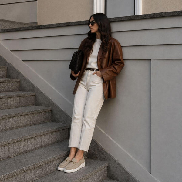 Tenis Judy Flow Regina Romero en piel color beige