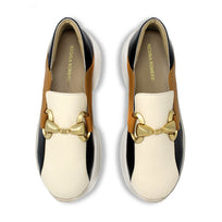 MARINA 75 - Black and Beige Regina Romero Urban Sport Tennis Shoe for Women in Leather