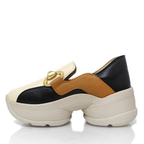 MARINA 75 - Black and Beige Regina Romero Urban Sport Tennis Shoe for Women in Leather
