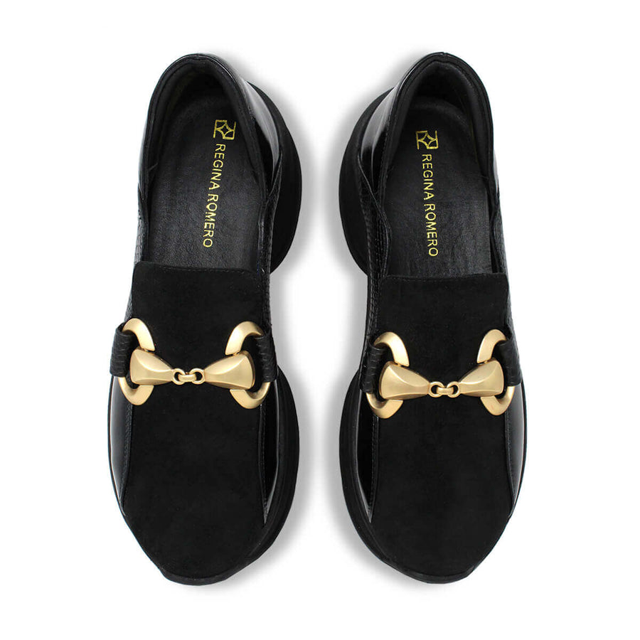 MARINA 75 - Charol Negro Regina Romero Zapato Tenis Urbano Sport Para Dama en Piel