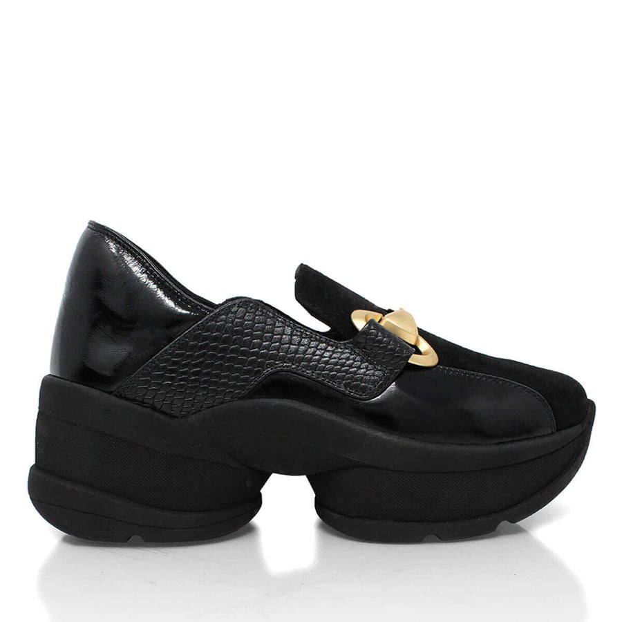 MARINA 75 - Charol Negro Regina Romero Zapato Tenis Urbano Sport Para Dama en Piel
