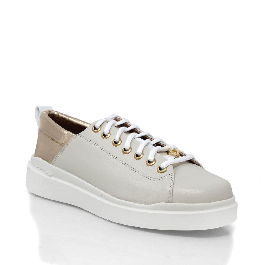 VALERIA - Latte y Champagne Regina Romero Zapato Tenis Urbano Sport Para Dama en Piel