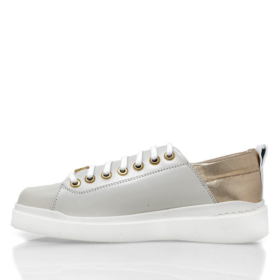 VALERIA - Latte y Champagne Regina Romero Zapato Tenis Urbano Sport Para Dama en Piel