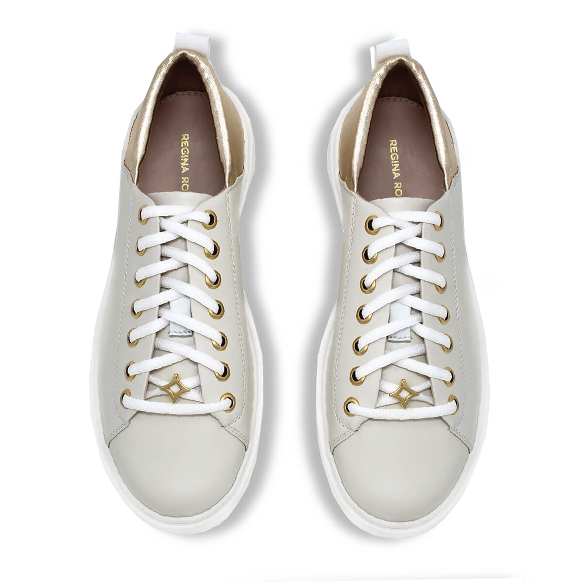 VALERIA - Latte y Champagne Regina Romero Zapato Tenis Urbano Sport Para Dama en Piel