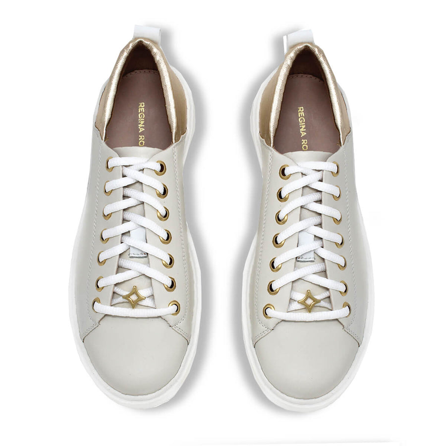VALERIA - Latte y Champagne Regina Romero Zapato Tenis Urbano Sport Para Dama en Piel