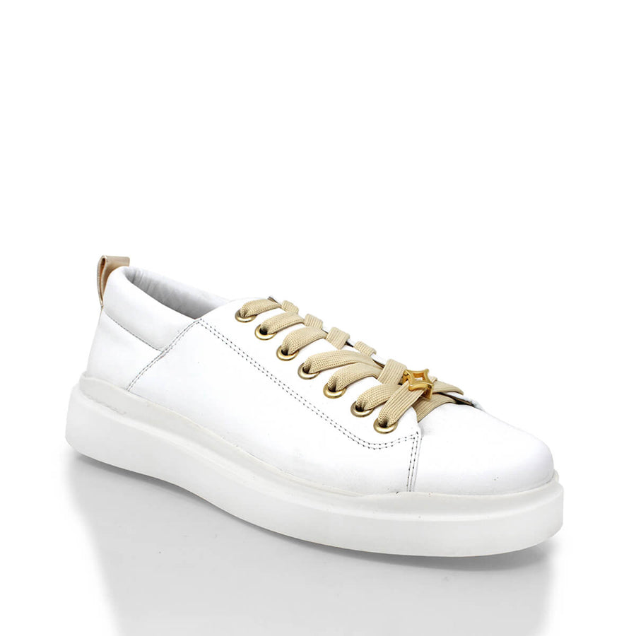 VALERIA - Latte y Champagne Regina Romero Zapato Tenis Urbano Sport Para Dama en Piel