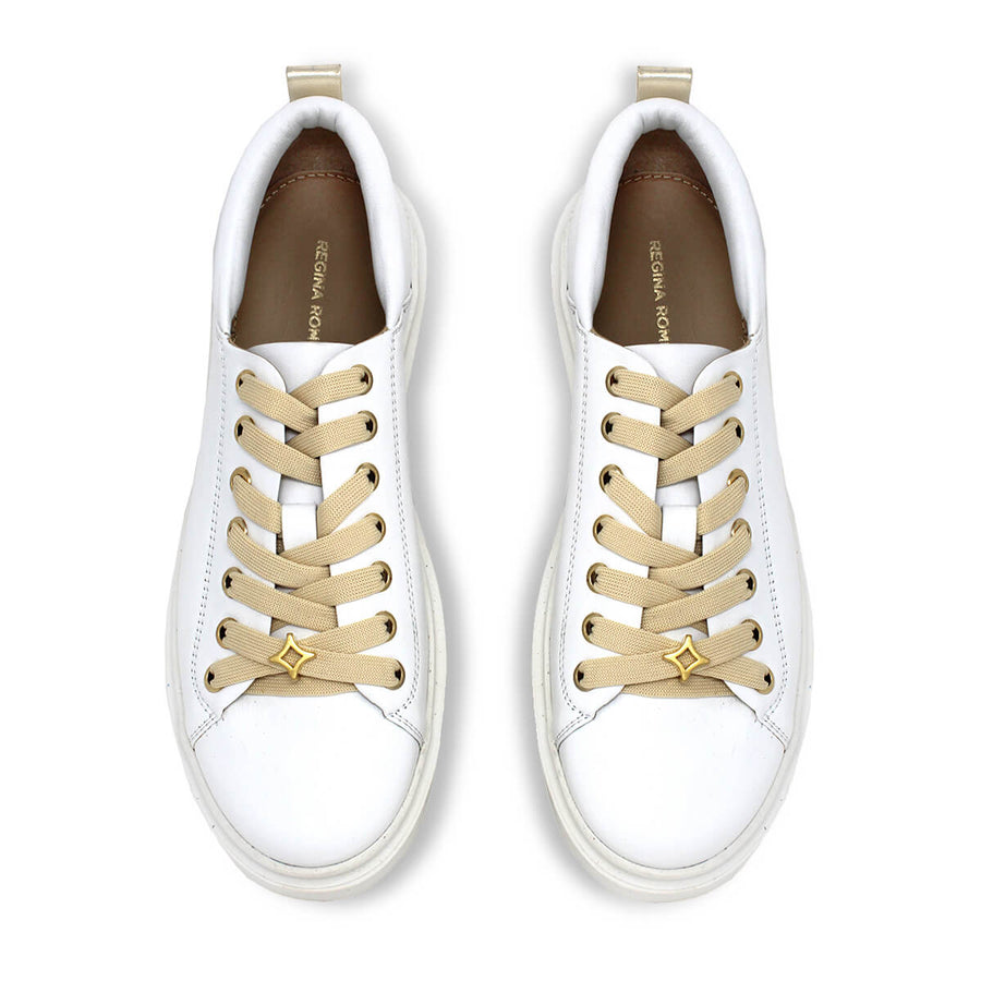 VALERIA - Latte y Champagne Regina Romero Zapato Tenis Urbano Sport Para Dama en Piel