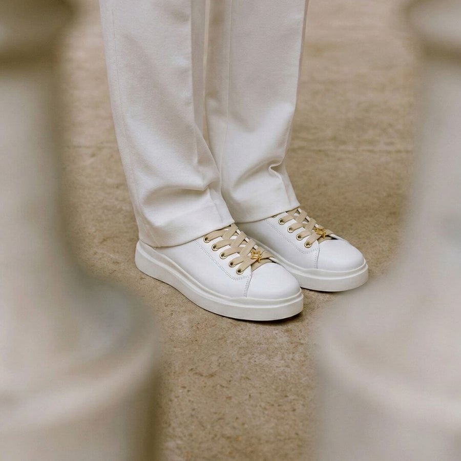 VALERIA - Latte y Champagne Regina Romero Zapato Tenis Urbano Sport Para Dama en Piel