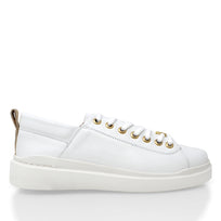 VALERIA - Blanco y Champagne Regina Romero Zapato Tenis Urbano Sport Para Dama en Piel