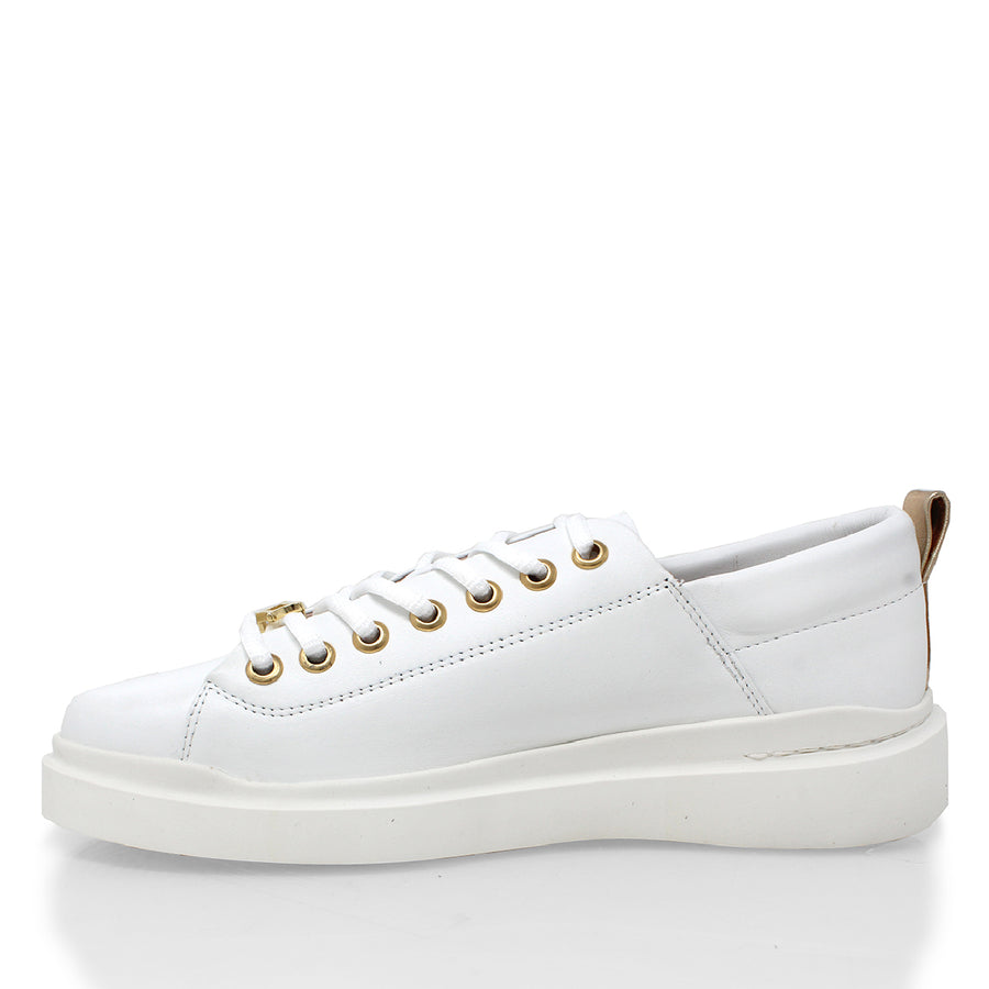 VALERIA - Blanco y Champagne Regina Romero Zapato Tenis Urbano Sport Para Dama en Piel