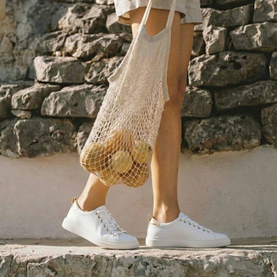 VALERIA - Blanco y Champagne Regina Romero Zapato Tenis Urbano Sport Para Dama en Piel