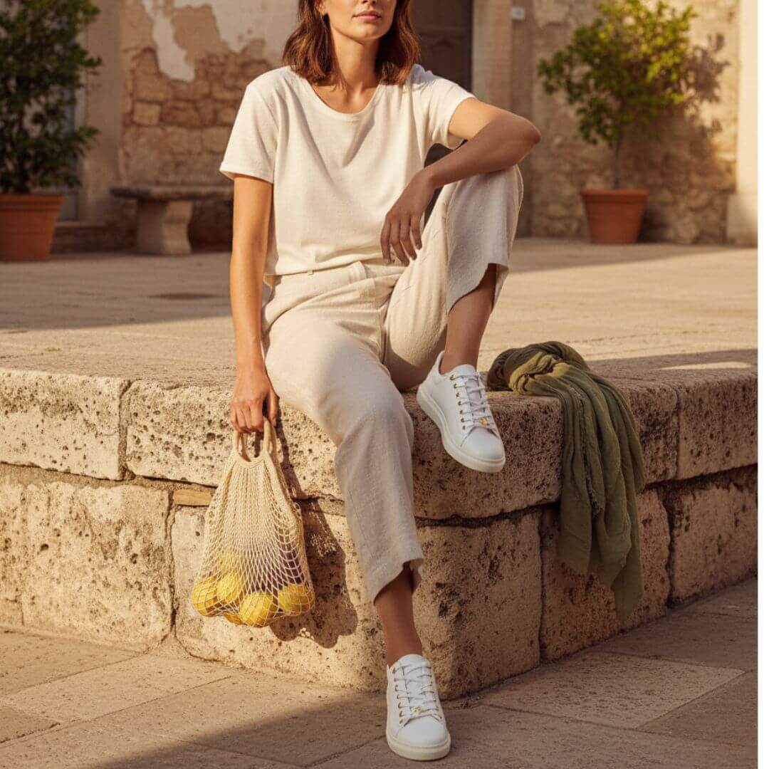 VALERIA - Blanco y Champagne Regina Romero Zapato Tenis Urbano Sport Para Dama en Piel