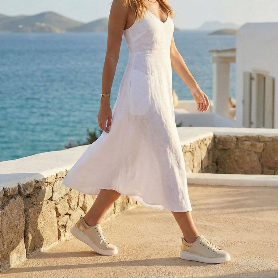 VALERIA - Latte y Champagne Regina Romero Zapato Tenis Urbano Sport Para Dama en Piel