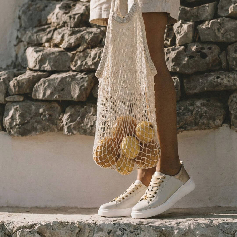 VALERIA - Latte y Champagne Regina Romero Zapato Tenis Urbano Sport Para Dama en Piel