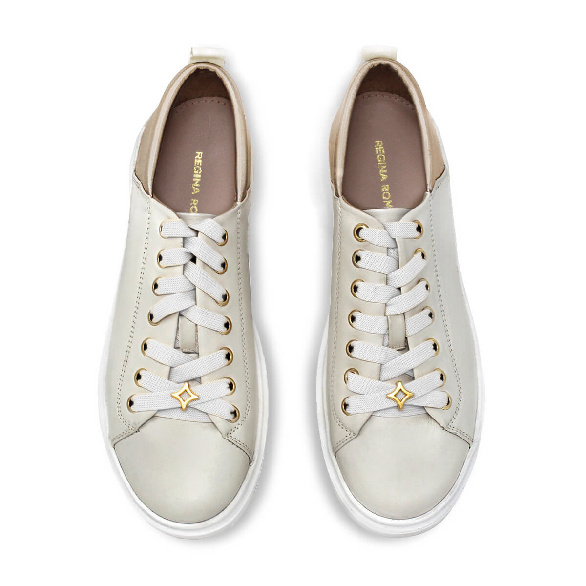 VALERIA - Latte y Champagne Regina Romero Zapato Tenis Urbano Sport Para Dama en Piel