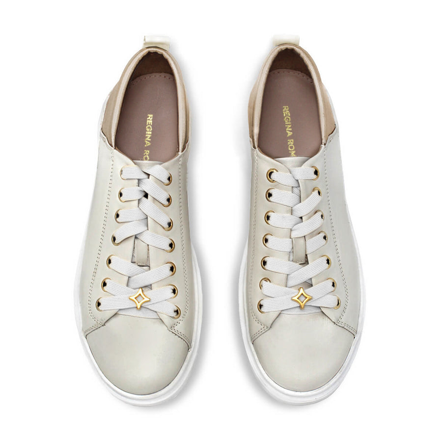 VALERIA - Latte y Champagne Regina Romero Zapato Tenis Urbano Sport Para Dama en Piel