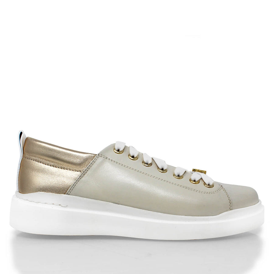 VALERIA - Latte y Champagne Regina Romero Zapato Tenis Urbano Sport Para Dama en Piel